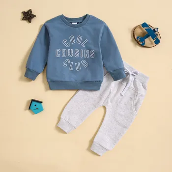 0-3Years Newborn Infant Baby Boys Clothes Sets Toddler Letter Print Long Sleeve Sweatshirt Tops Pants Fall Winter 2Piece Outfits 1