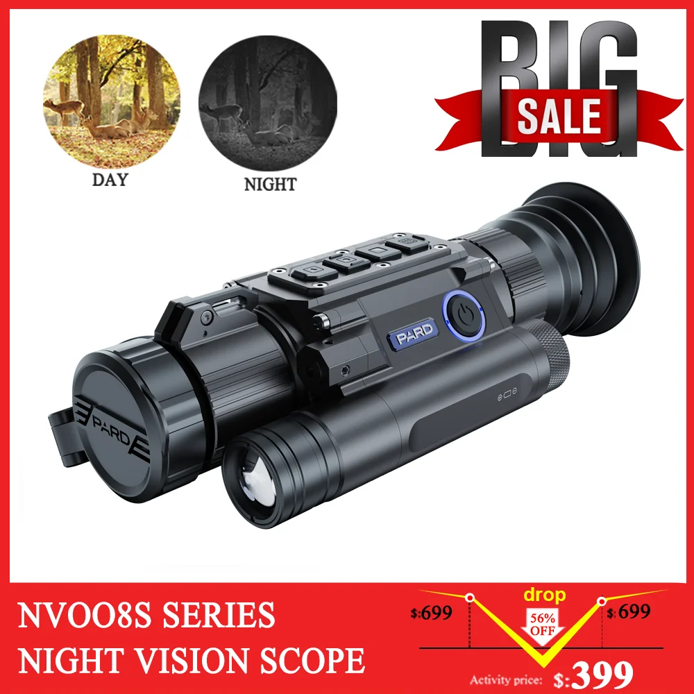 

PARD NV008S/LRF Hunting Night Vision Rifle Scope 50mm/70mm Lens Ballistic Calculator Waterproof 350m IR lighter Digital Camera