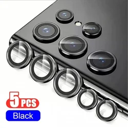 Metallic Luster Lens Protector Cover Set - 5 - Piece Full Camera Protection - S25 Ultra (Black)
