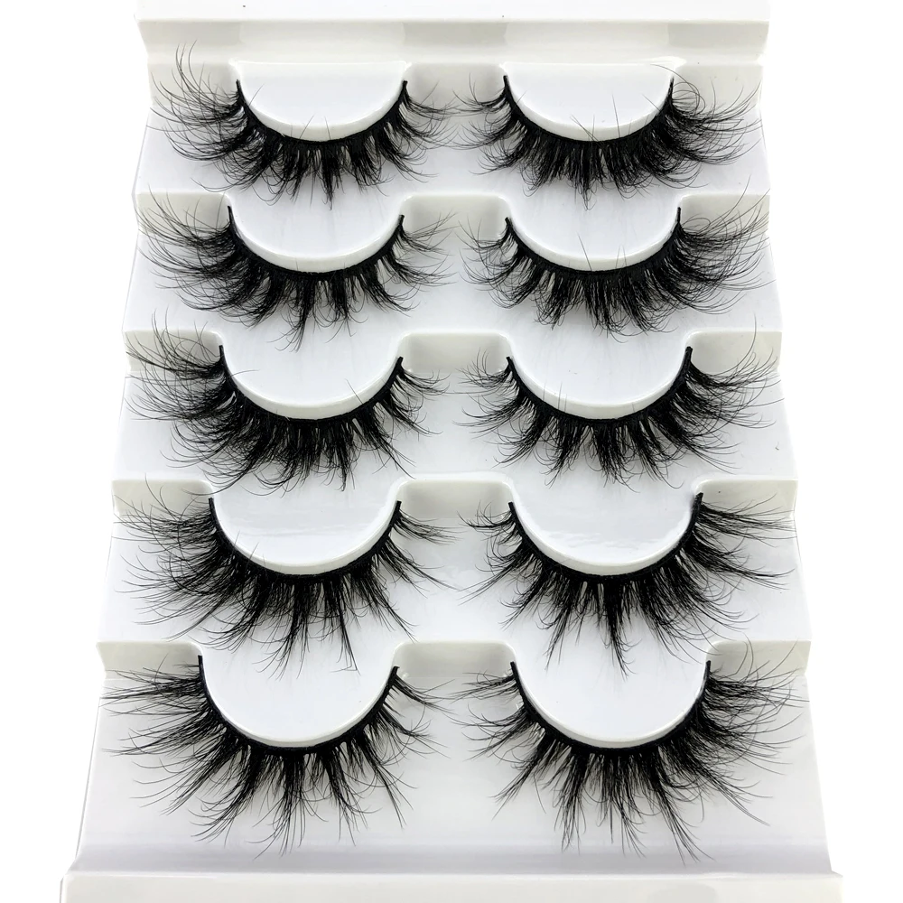 5 pairs of 3D mink fluffy dense crossed and dynamic natural eyelashes mink soft eyelash extension makeup set