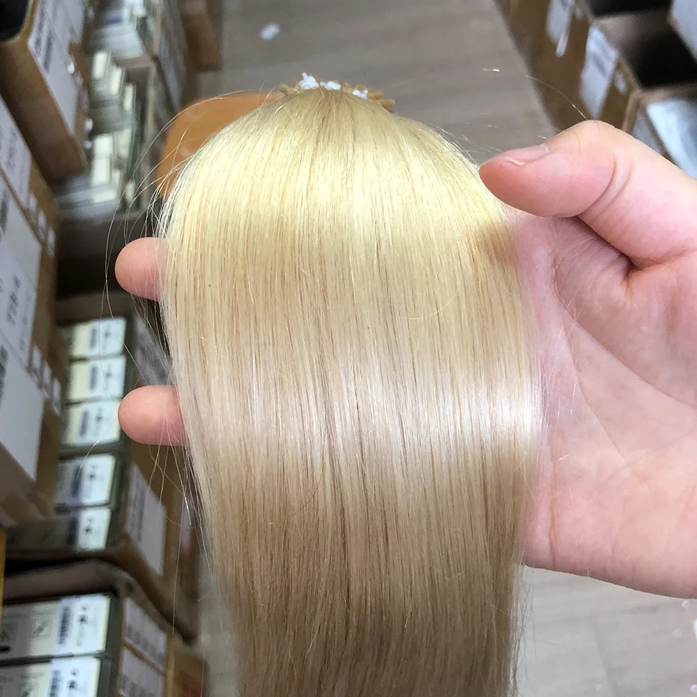 Blonde I Tip Microlink Hair Extensions Real Human Hair 50strands Capsule Keratin Natural Fusion Micro Ring Human Extensions