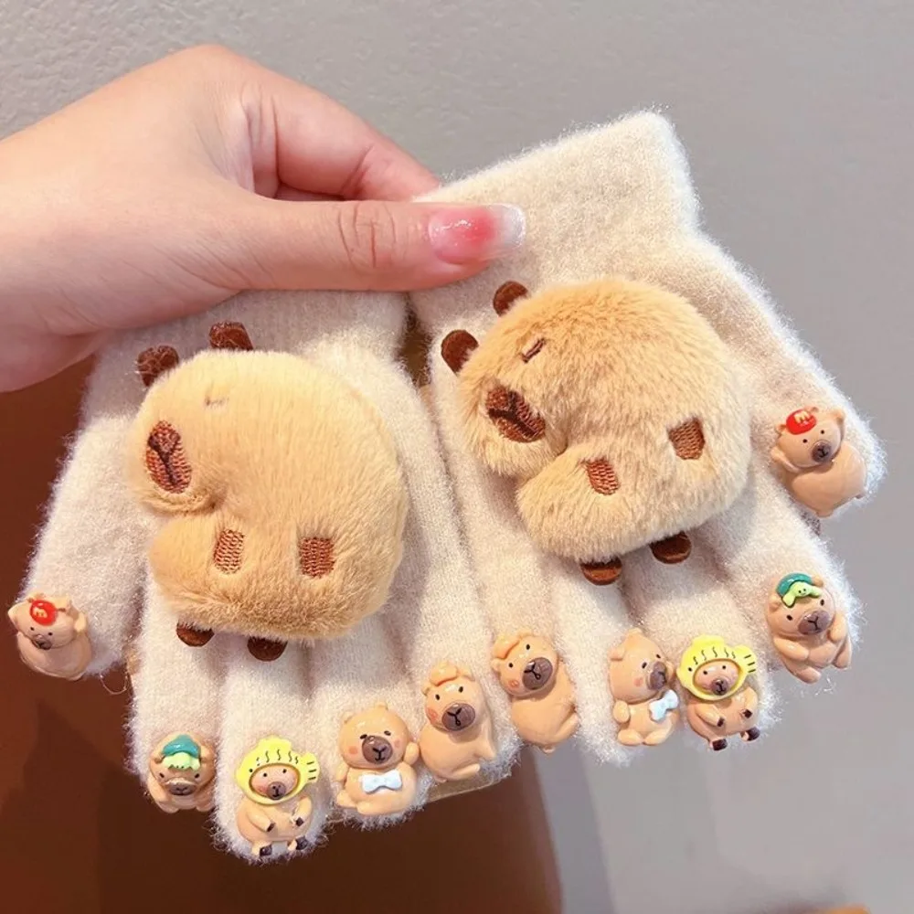 Thick Plush Kids Winter Gloves Five Finger Cold Proof
