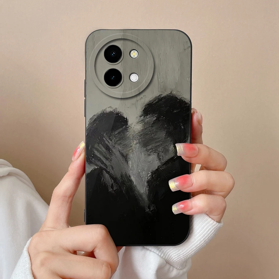 Stylish Painted Anti-Slip Liquid Silicone Phone Case