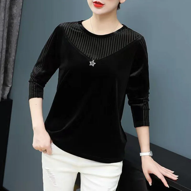 Fashionable and Versatile Commuting Women's Clothing 2023 Autumn and Winter New Round Neck Long Sleeved Solid Color Pullover