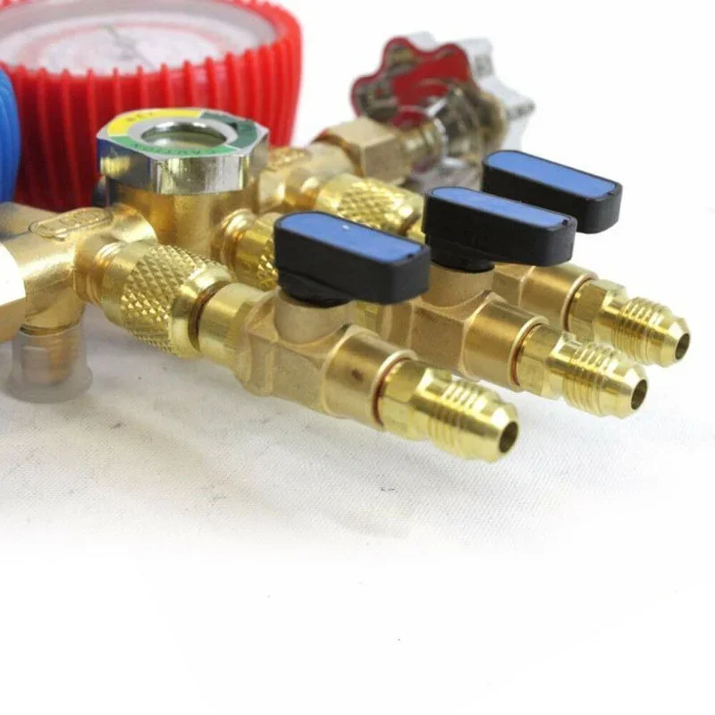 R134a R410a Shut Straight Ball Valves A/C Charging Hoses HVAC 1/4" AC Refrigerant A/C Hoses Fittings Car Accessories