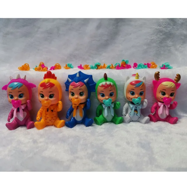 6pcs/set 12cm Cry Babies Doll Drinking Water And Crying Baby Girl Play House Figure Weeping Babies Children Birthday Gift Toy 3
