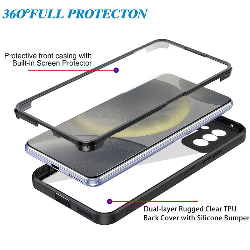 360 Full Body Transparent Case with Built-In Screen Protector
