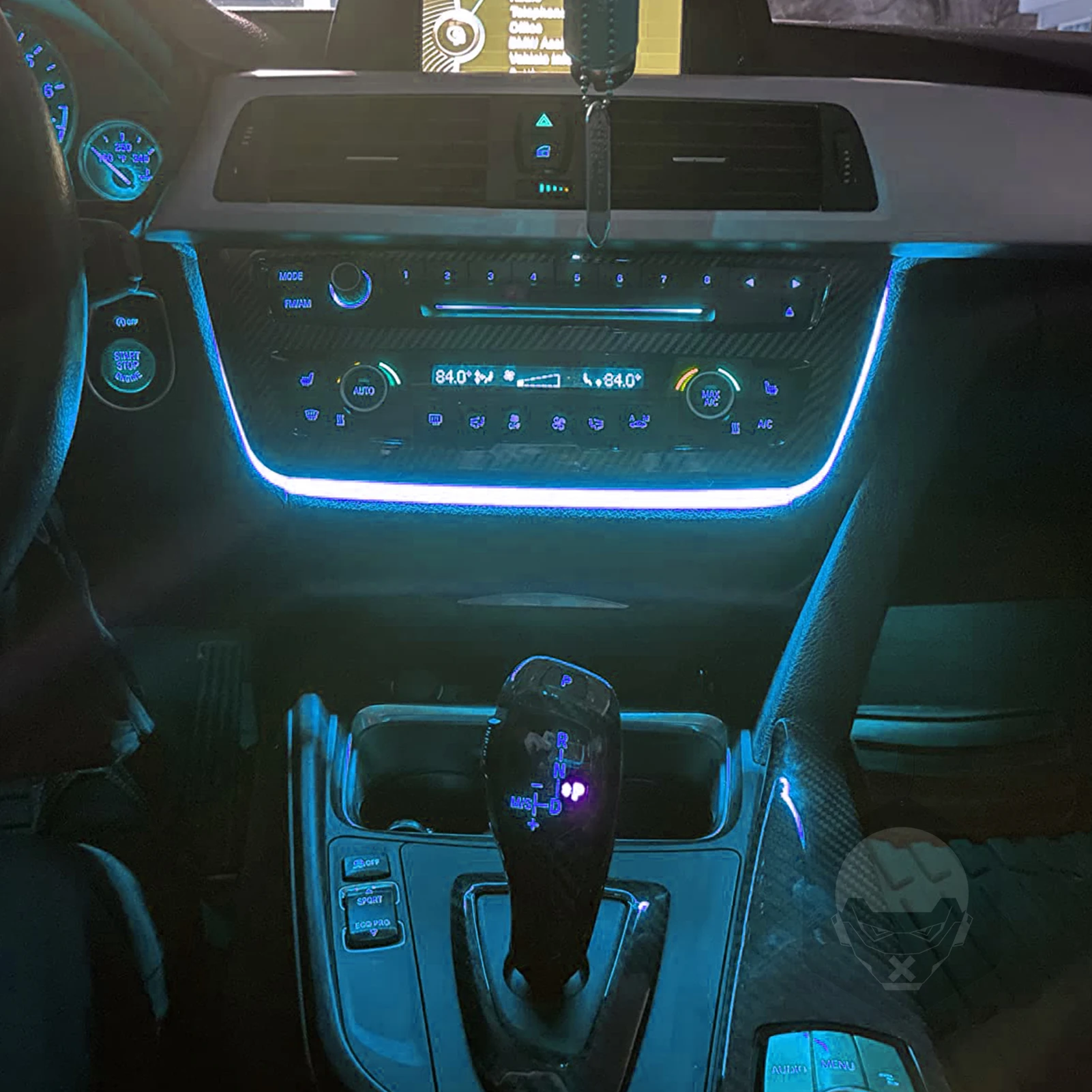 Central Control CD Panel Double-Color Atmosphere Lamp Carbon Fiber Decorative Frame For BMW 3/4 Series F30 F35 F32 F36 M3 F80