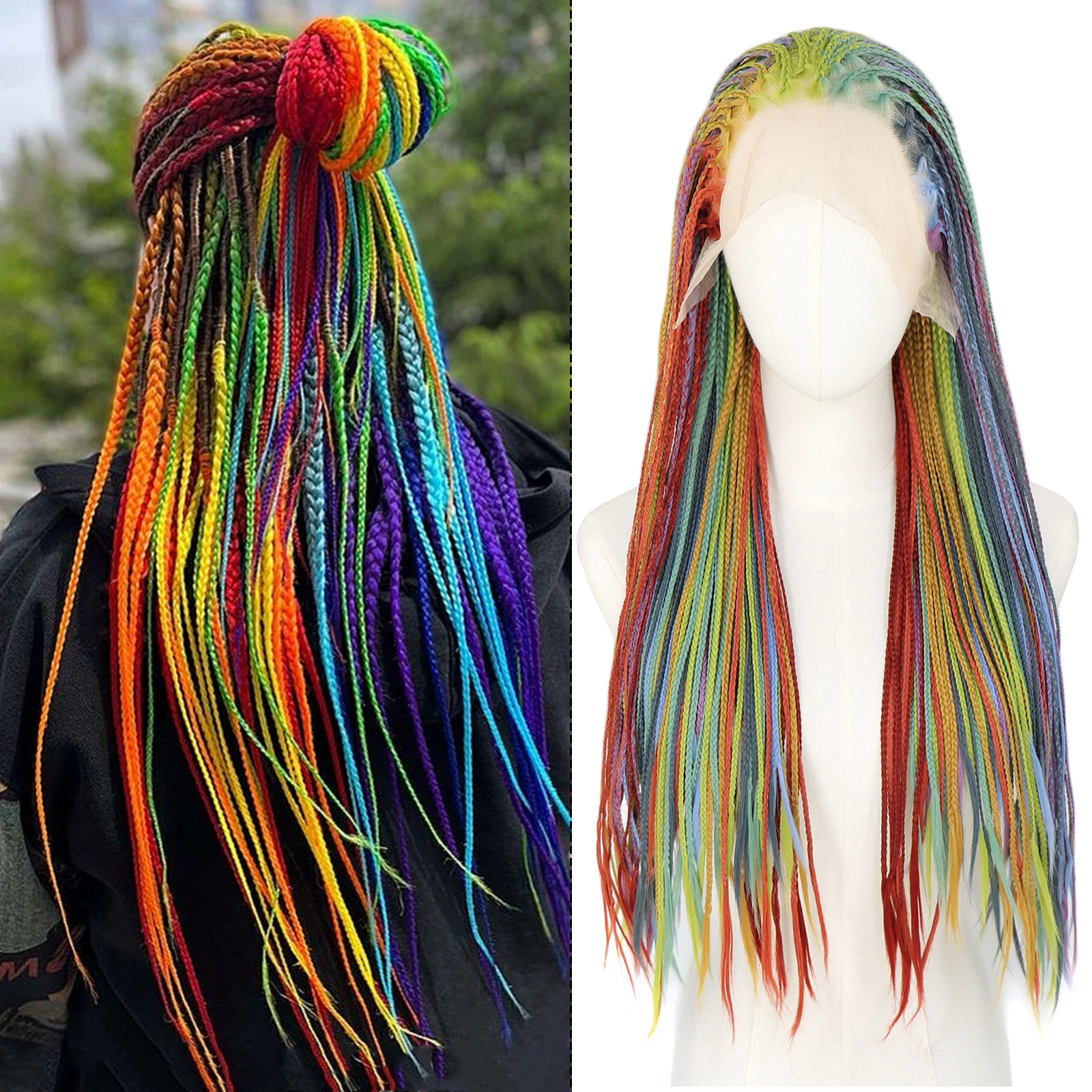 Multi-Color Conrow Lace Wig Braided Cornrow wig.Two-tone twist wig .The colors are Gold  main image 2