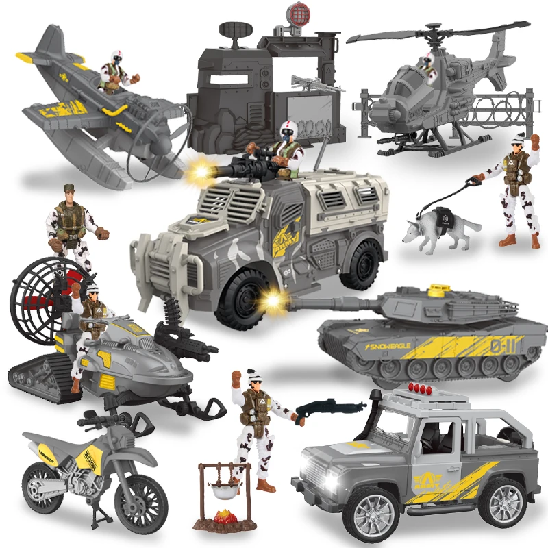 

New US Army Military Toy Set Armored Vehicle Tank Helicopter Watchtower Soldiers Figures Weapon Toy for Kids Boys Christmas Gift