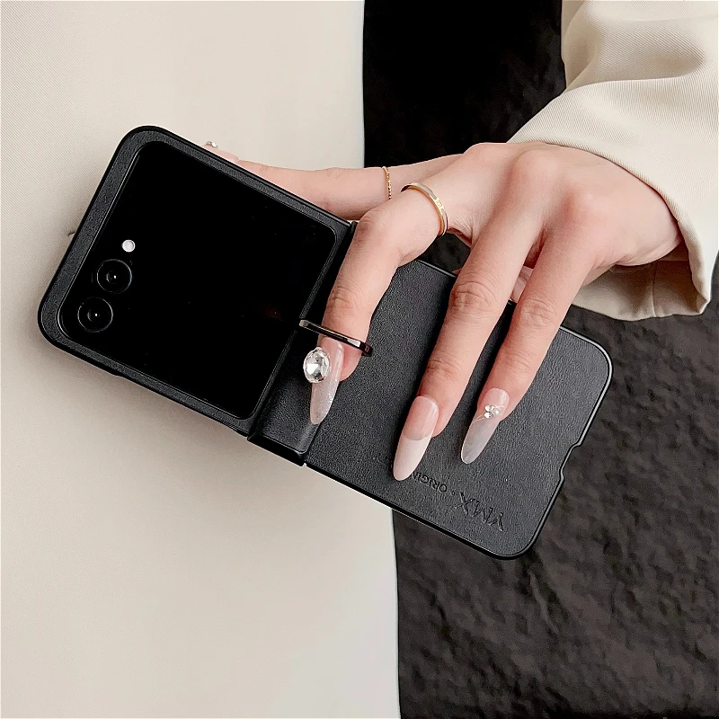 Luxury Leather Ring Case: Premium Shockproof Cover with Plain Hinge Design