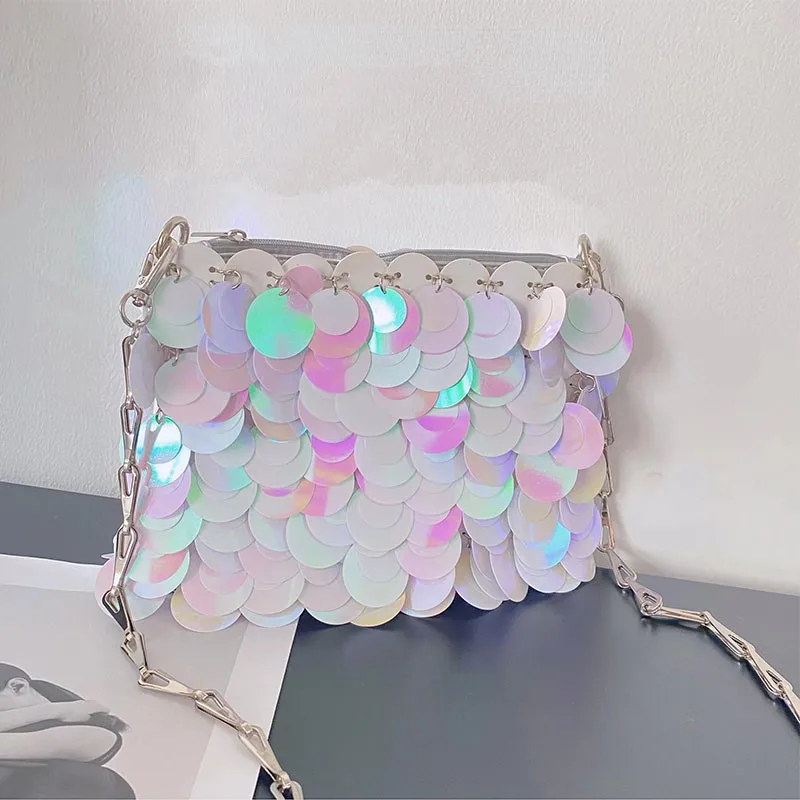 

Luxury Designer Purses And Handbags Bags For Women Colorful Sequins Clutch Purse Evening Bag Female Chain Glitter Shoulder Bag