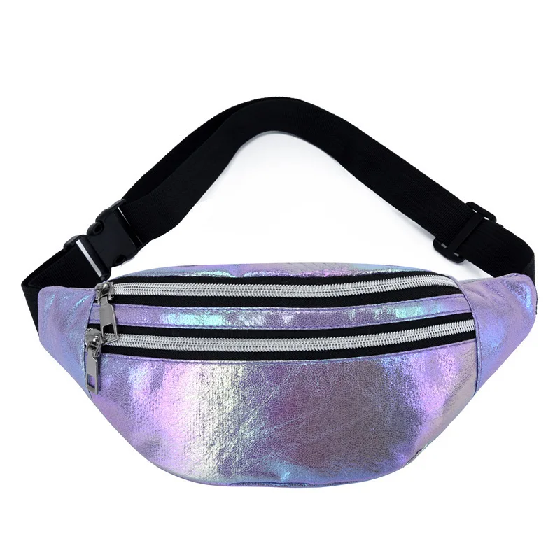 

New Holographic Fanny Pack Hologram Waist Bag Laser PU Beach Travel Banana Hip Bum Zip Waist Bags Women Belt Bag for Girls