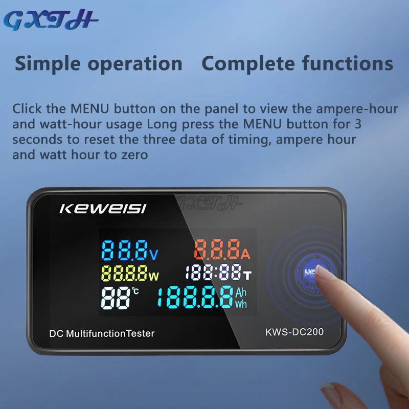 ph measuring device 0-200V 0-100A DC Digital Voltage Ammeter Multifunction Color Screen Electric Vehicle Voltmeter Energy Monitor wind anemometer Measurement & Analysis Tools