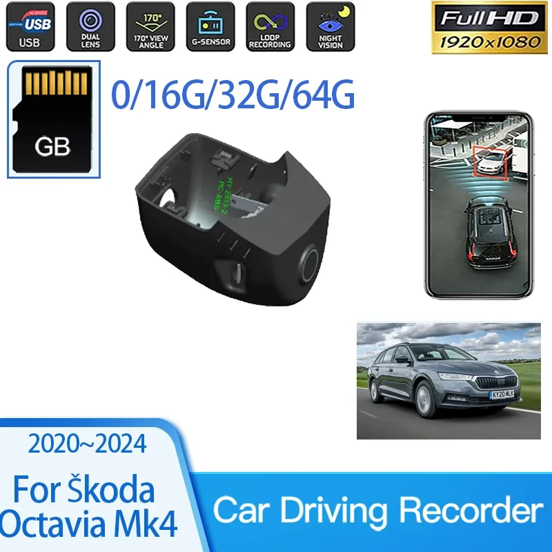 

Car Dashcam For Skoda Octavia NX Mk4 2020 2021 2022 2023 2024 Warning Voors Players Auto Road Recorders Camera Carro Accessories