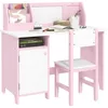 Toddler Desk and Chair Set, Kids Writing Desk Study Table for Children with Whiteboard, Storage Cabinet, Child Furniture 1