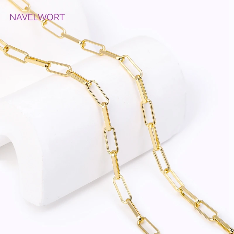 18K Gold Plated Brass Paperclip Link Chain Flat Oval Cable Chain For Jewelry Making DIY Handmade Crafts Accessories jewelry making accessories
