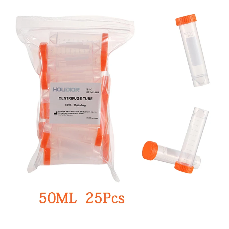 Plastic Test Tubes Centrifuge Tube 25Pcs/bag 50ml Plastic Screw Cap