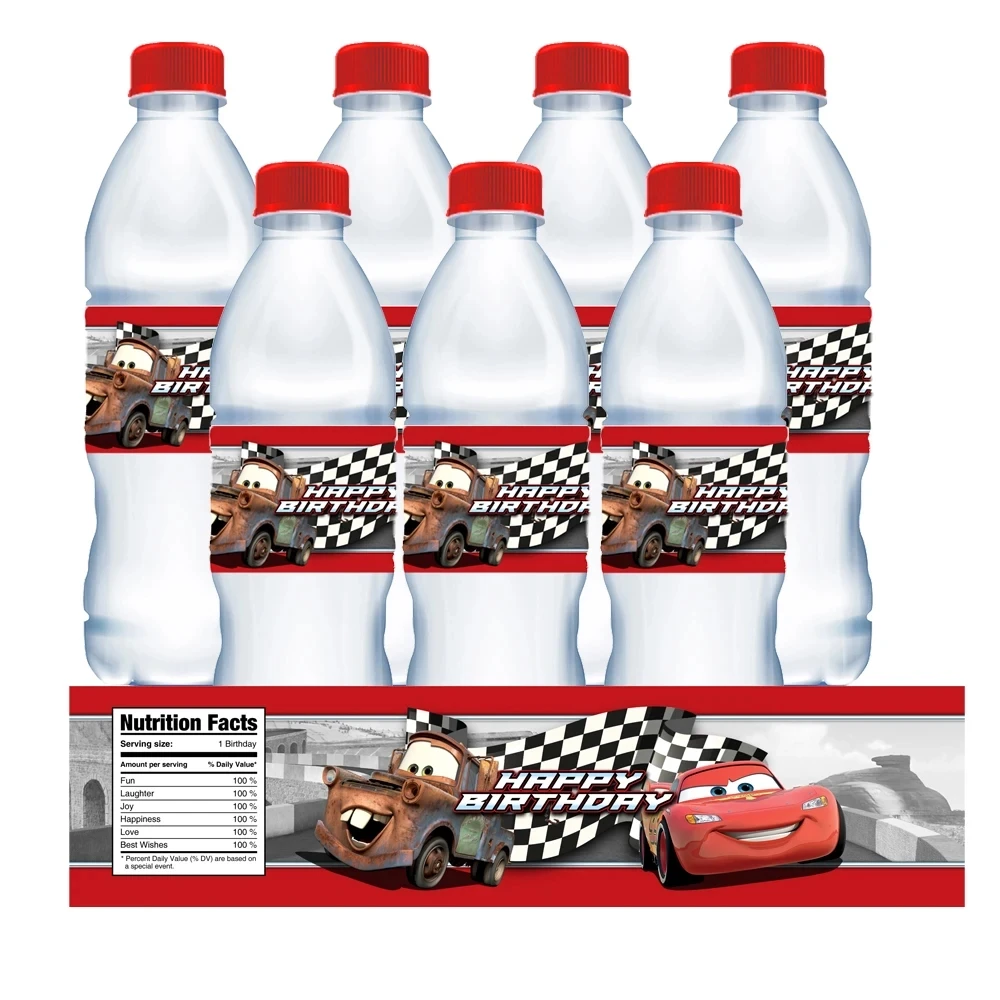 Disney Cars Stickers Kit Water Bottle Labels Sticker Party Supplies Lightning McQueen Boys Girls Baby Shower Birthday Decoration