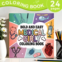 BOLD AND EASY MEDICAL GIRLY Coloring Book for Relaxation Featuring Lovely and Fun Illustrations for Adults and Kids Art Books ﻿ 1