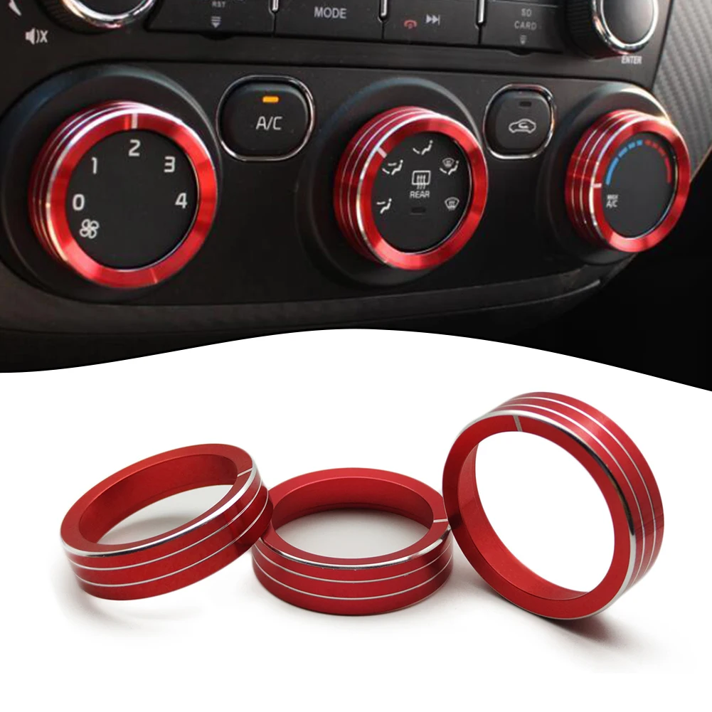 4*Silver Alloy Interior AC Volume Knob Cover Trim For Jaguar F-TYPE 2013-2022
