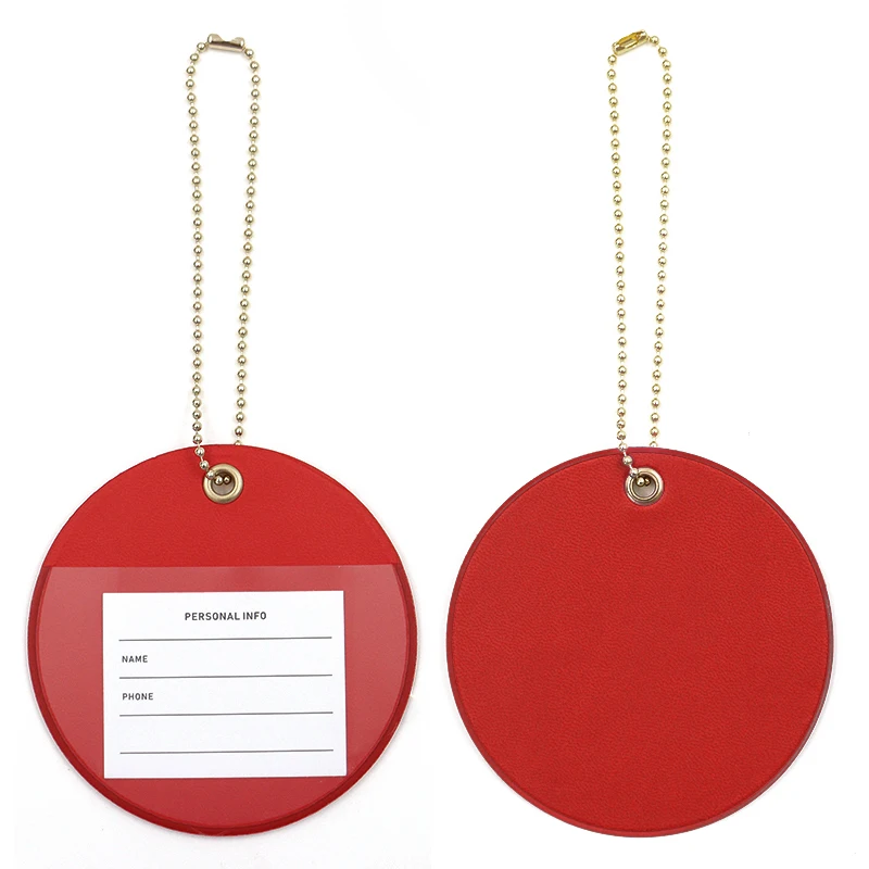 2 Pack Pu Leather Luggage Tags for Suitcases Travel Tags PU leather luggage tag with anti-lost cord loop for luggage and travel