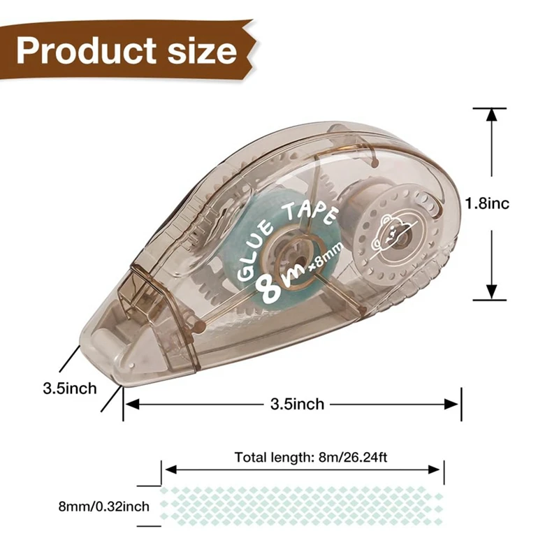 Double Sided Tape Roller - 8 Pack Adhesive Scrapbook Glue Tape Runner  Roller (8Mm X 210Ft) Easy