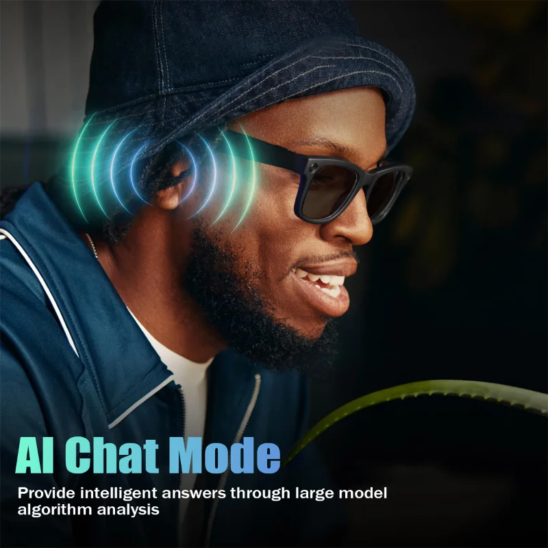 AIMB Smart Glasses with AI Voice Assistant and HD Camera - Stylish Bluetooth Sunglasses