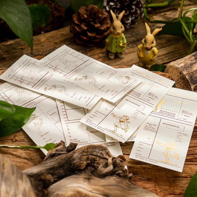 30 pcs Long note Memo Pad hot gold fantasy fairy tale ledger material paper message can be written flower fairy  6 models 5