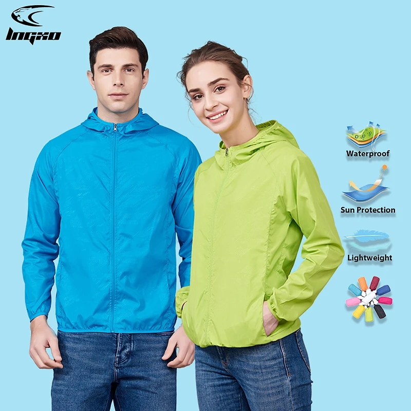 LNGXO Unisex Hiking Jacket Men Women Waterproof Quick Dry Camping Windbreaker Outdoor Trekking Fishing Rain Coat Anti UV