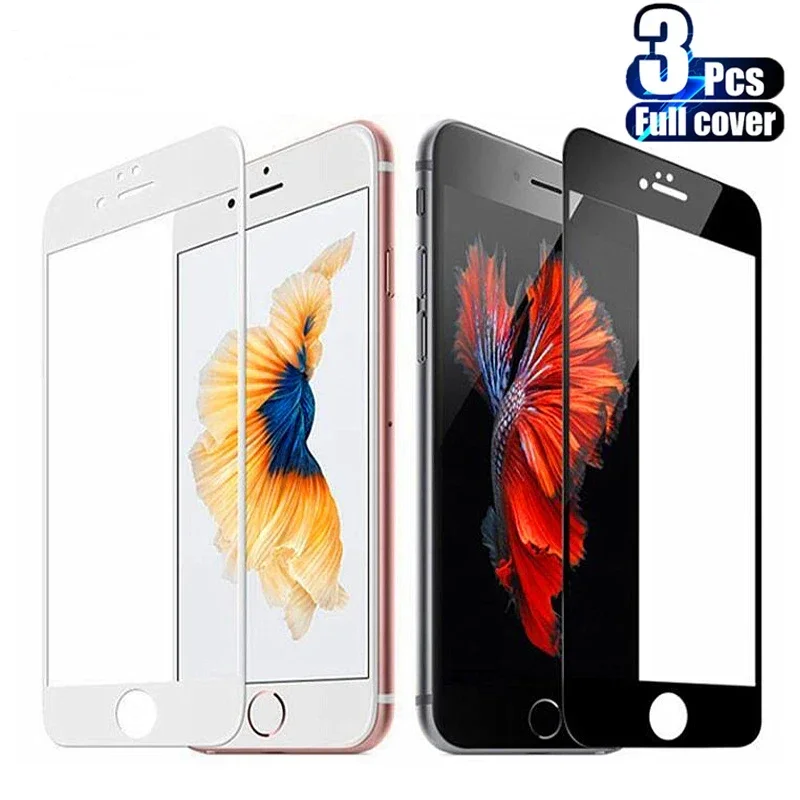 3PCS Full Cover Tempered Glass for iPhone 7 8 6 6S 14 15 Plus SE 2020 Screen Protector for iPhone 13 12 11 XR X XS Max Pro Mini