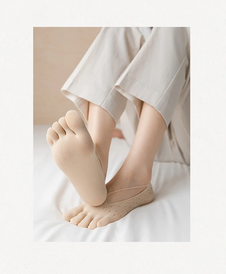 1/3/5 Paar Damen-Socken mit 5 Zehen, dünne Baumwolle, atmungsaktiv, feuchtigkeitsableitend, Zehentrenner, niedrig geschnittene, unsichtbare Bootssocken – Detail 8