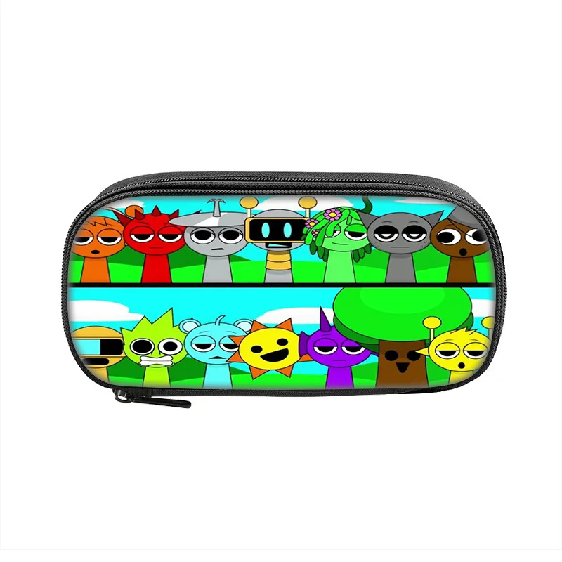 Sprunki  Pencil Cases Fun Cartoon Anime Pen Box Bag for Student Big Capacity School Supplies Zipper Pencilcases 4