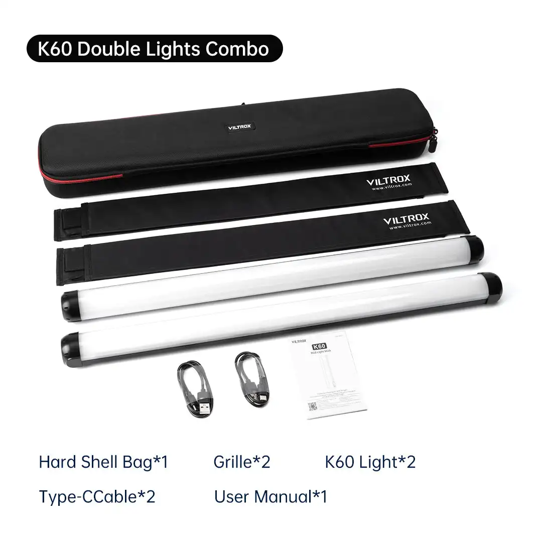 K60 RGB LED Stick Light 20W Handheld Tube Wand Stick 2500K-8500K Photography Lig
