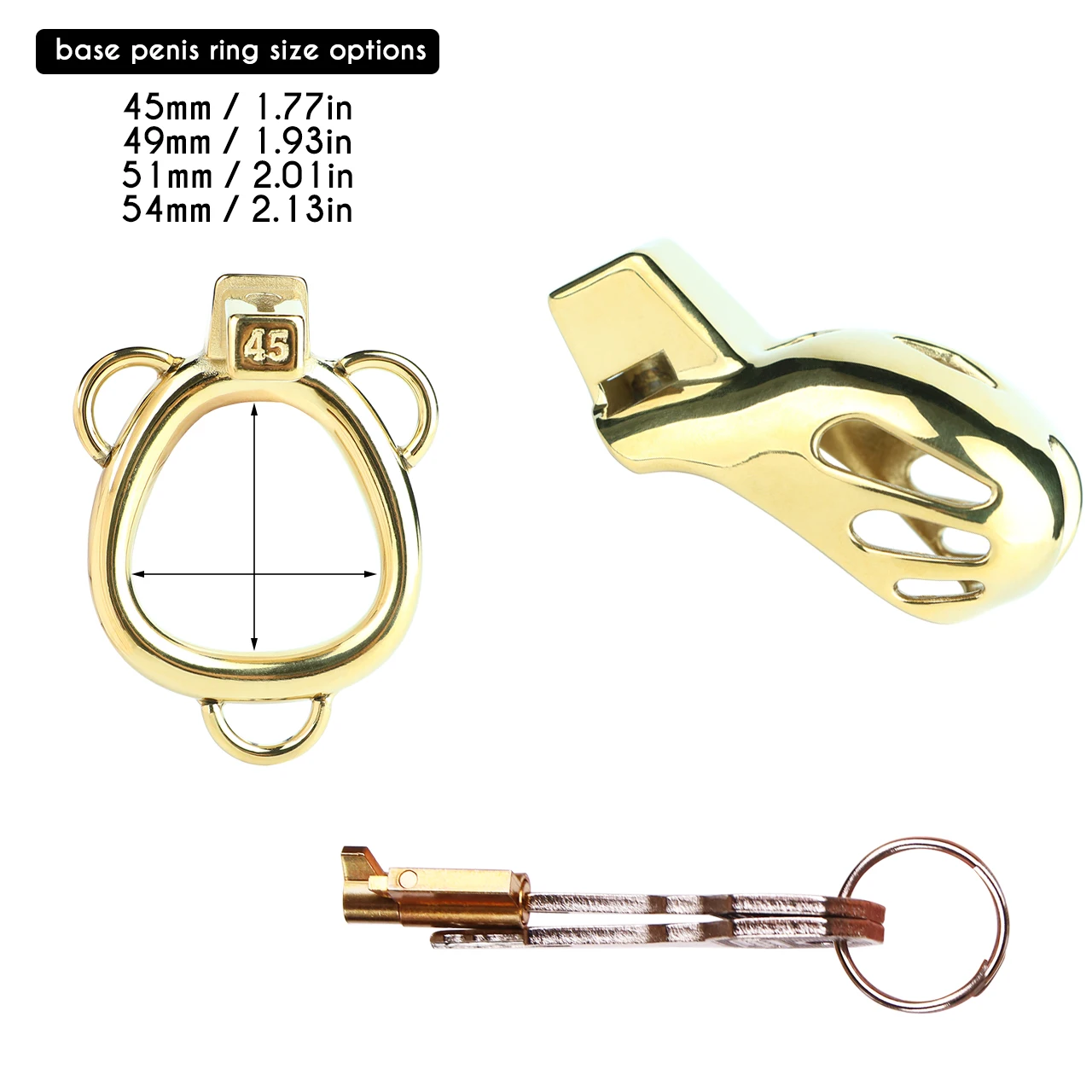 FRRK Mamba Golden Strapon Chastity Cage Metal Anal Plug Sissies Penis Rings Femboy Cock Lock Adult Sex Goods for Man 18+