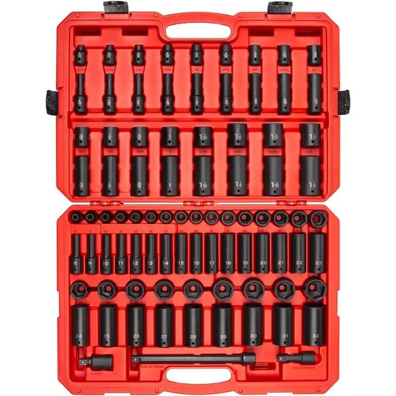 

TEKTON 1/2 Inch Drive 6-Point Impact Socket Set, 87-Piece (5/16-1-1/4 in., 8-32 mm) Drive Socket Sets