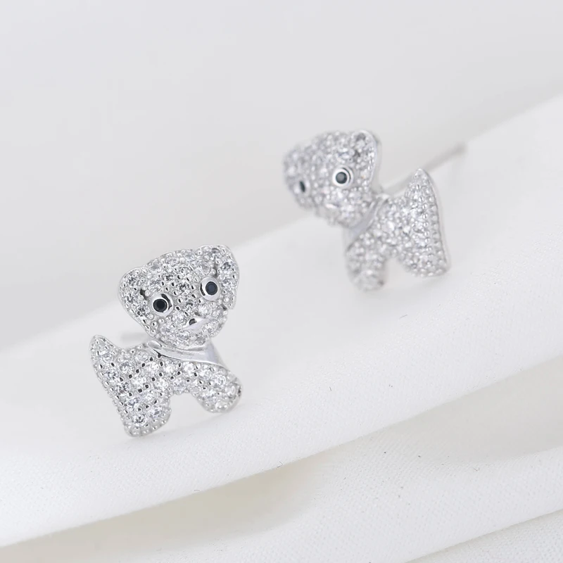 REETI 925 Sterling Silver Cute puppy Stud Earrings For Women New Trend Personality Lady Fashion Jewelry Silver Earrings Silver Stud Earrings Womens Earrings
