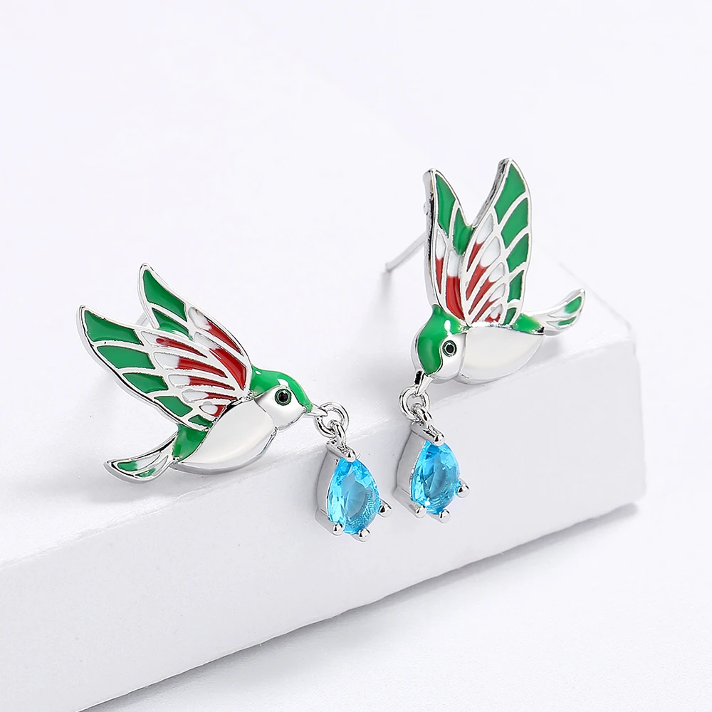 Fashion Bird Earrings for Women's Creative Handmade Enamel Jewelry