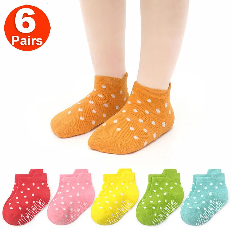 

0-5T 6PAIRS Baby Girls Toddlers Non Slip Socks Lot Cute Kids Children Anti Skid Cotton Grip Floor Sock Set Spring Autumn