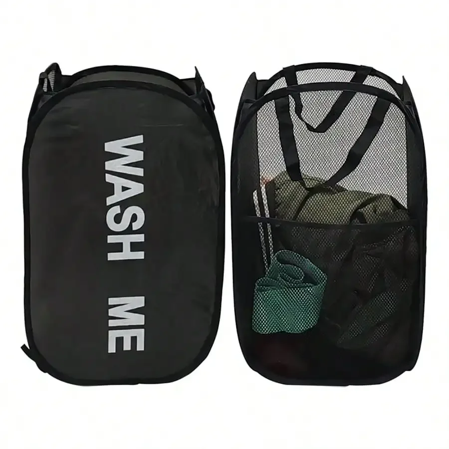 Compact Foldable Mesh Laundry Basket - Space-Saving Portable Dirty Clothes Organizer