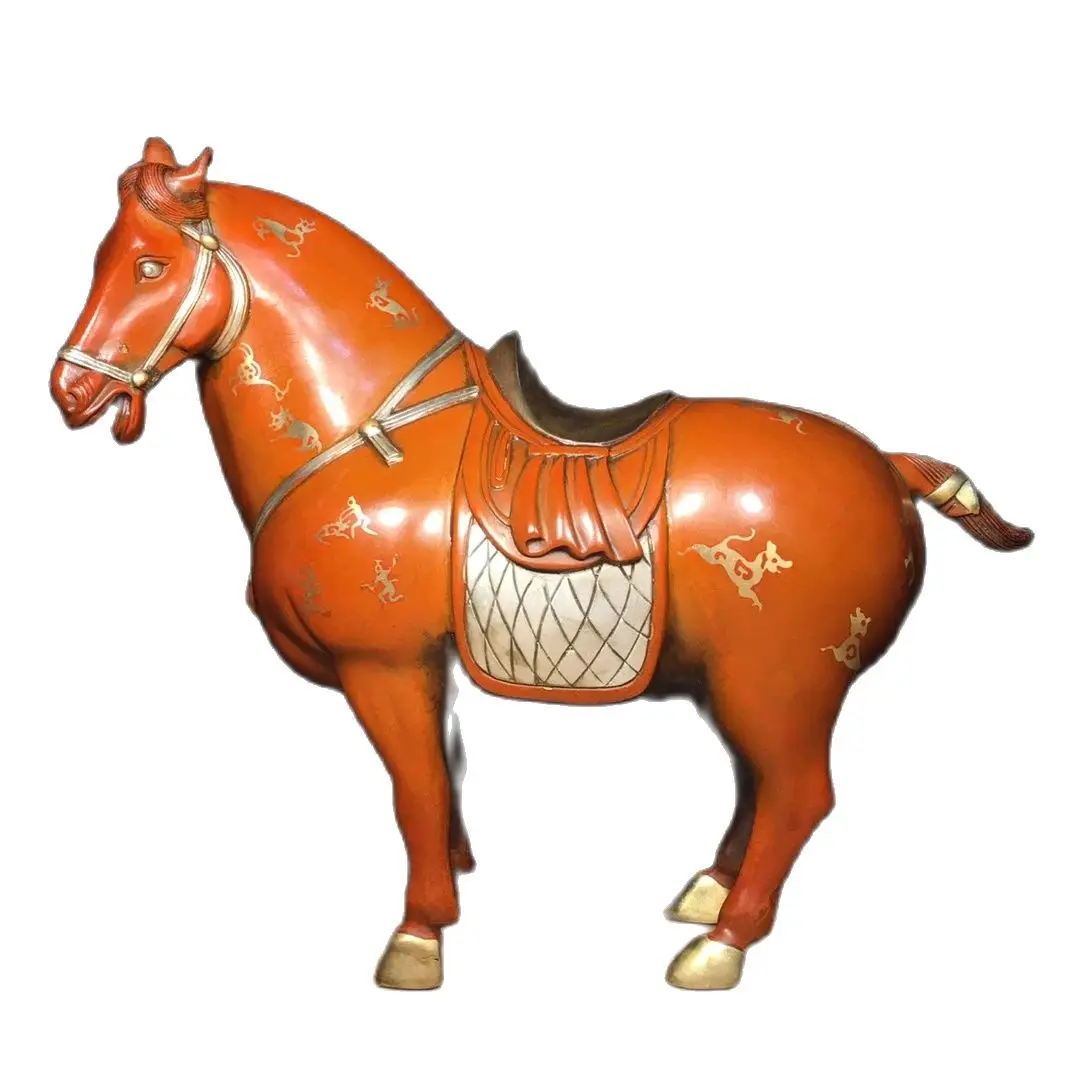 

Pure copper gilded genuine gold and silver Tang horse wealth ornament 33CM length, 13CM width, 27CM height About Weight 4 kg