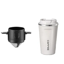 Stainless Steel Portable Reusable Coffee and Tea Dripper Set (Black3)