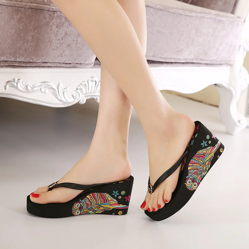 Comemore New Comfortable Wedge Platform 11cm Slope Heel Slippers - Main Image