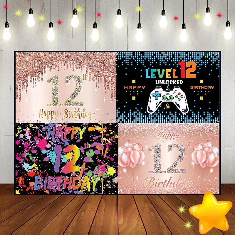 Happy 12Th Birthday Prince Decoration Background Sfondo Vintage Per Fotografia Princess Hotwheels Fondali Party Sweet Girl
