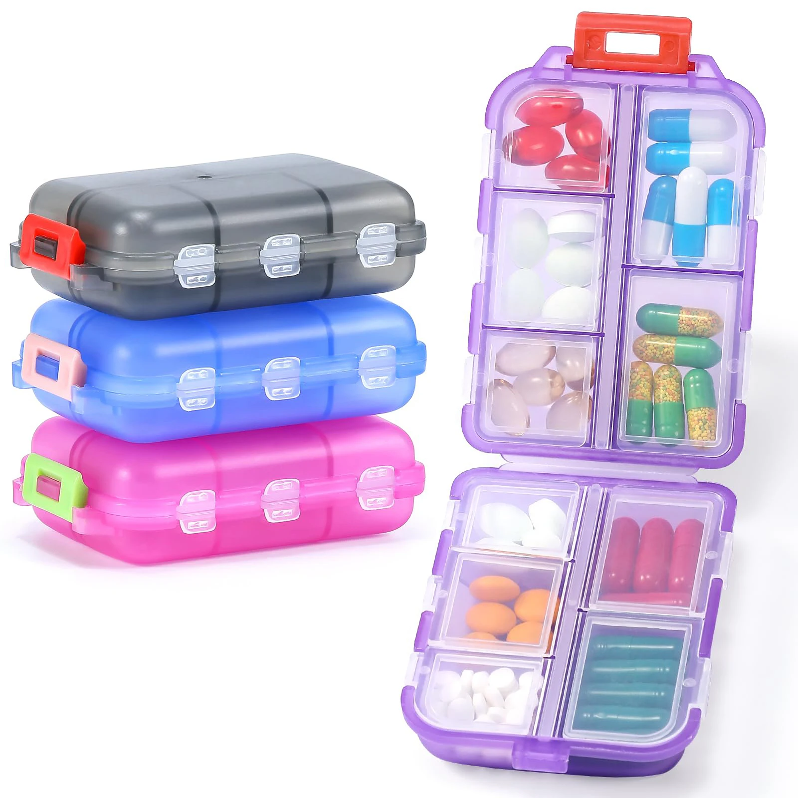 Travel Pill Organizer w Lables, Small 10 Grid Compartments Pocket Pharmacy,  Handy Pill Holder Box - Portable Medicine Container - AliExpress