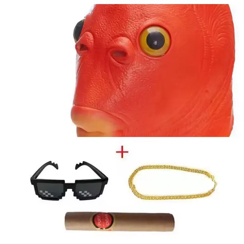 Cosplay Green Fish Monster Mask with Hair - Cute and Funny Halloween Carnival Costume Accessory