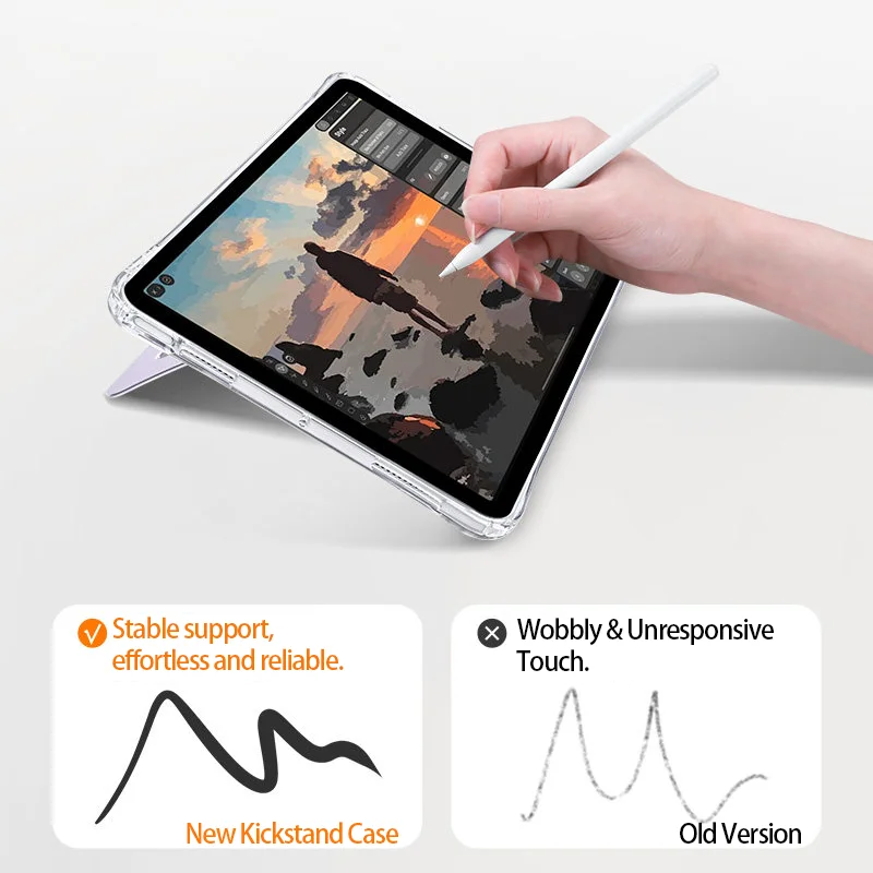Acrylic Shockproof Stand Case with Multi-Angle Viewing and Magnetic Pencil Support