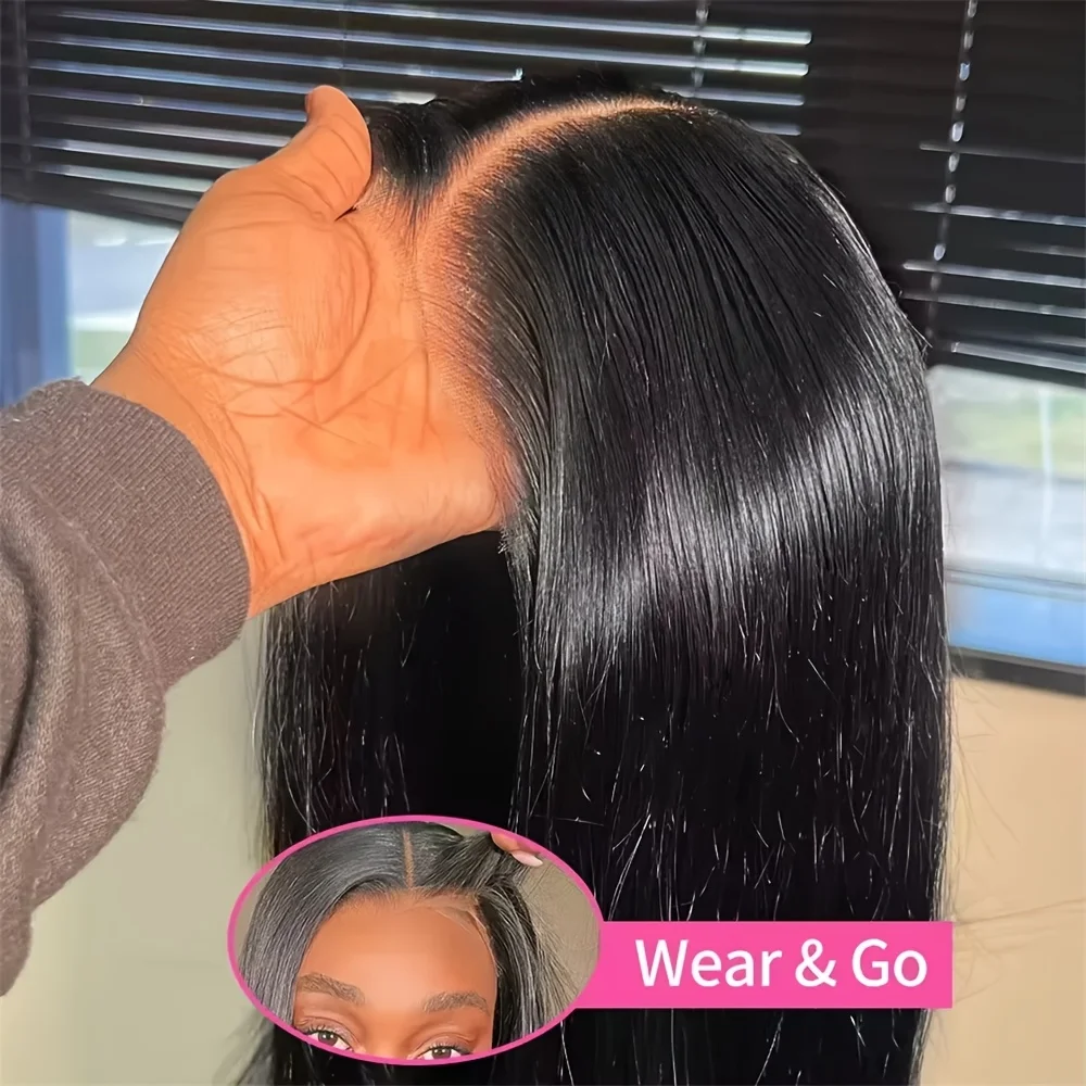 4x4 5x5 Straight Lace Front Wigs Glueless Closure Wig Black Human Hair Pre Plucked 200% Density Hd Lace Frontal Wigs Wear and Go 1