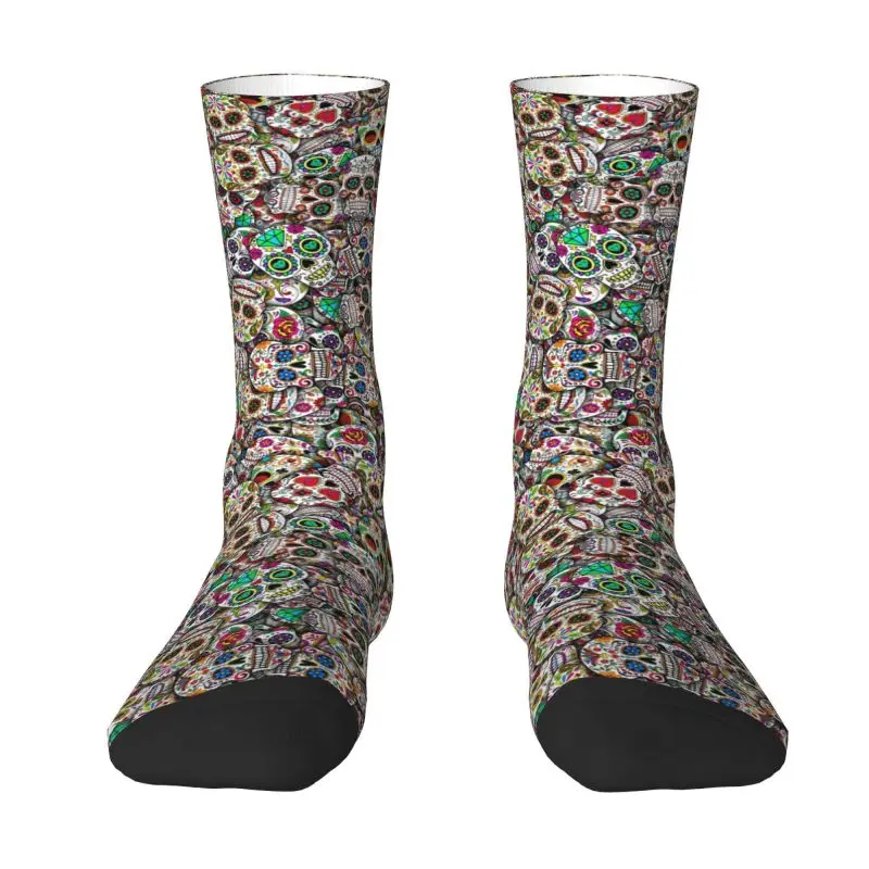 

Fashion Mexican Sugar Skulls Socks Women Men Warm 3D Printing Halloween Day of the Dead Sports Basketball Socks