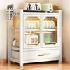 Small Kitchen Cabinets Multi-layer Cupboard Kitchen Countertop Storage Box with Drain Rack Dishes and Chopsticks Storage Rack 2